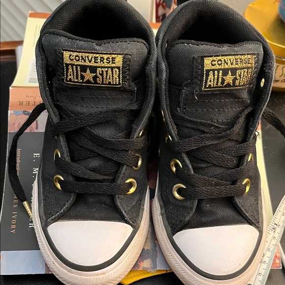 Converse Kids Black and Gold Stars High-Tops - Picture 2 of 6